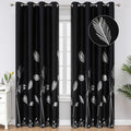 Estelar Textiler Blackout Curtains 84 in - Elegant Silver Palm Design