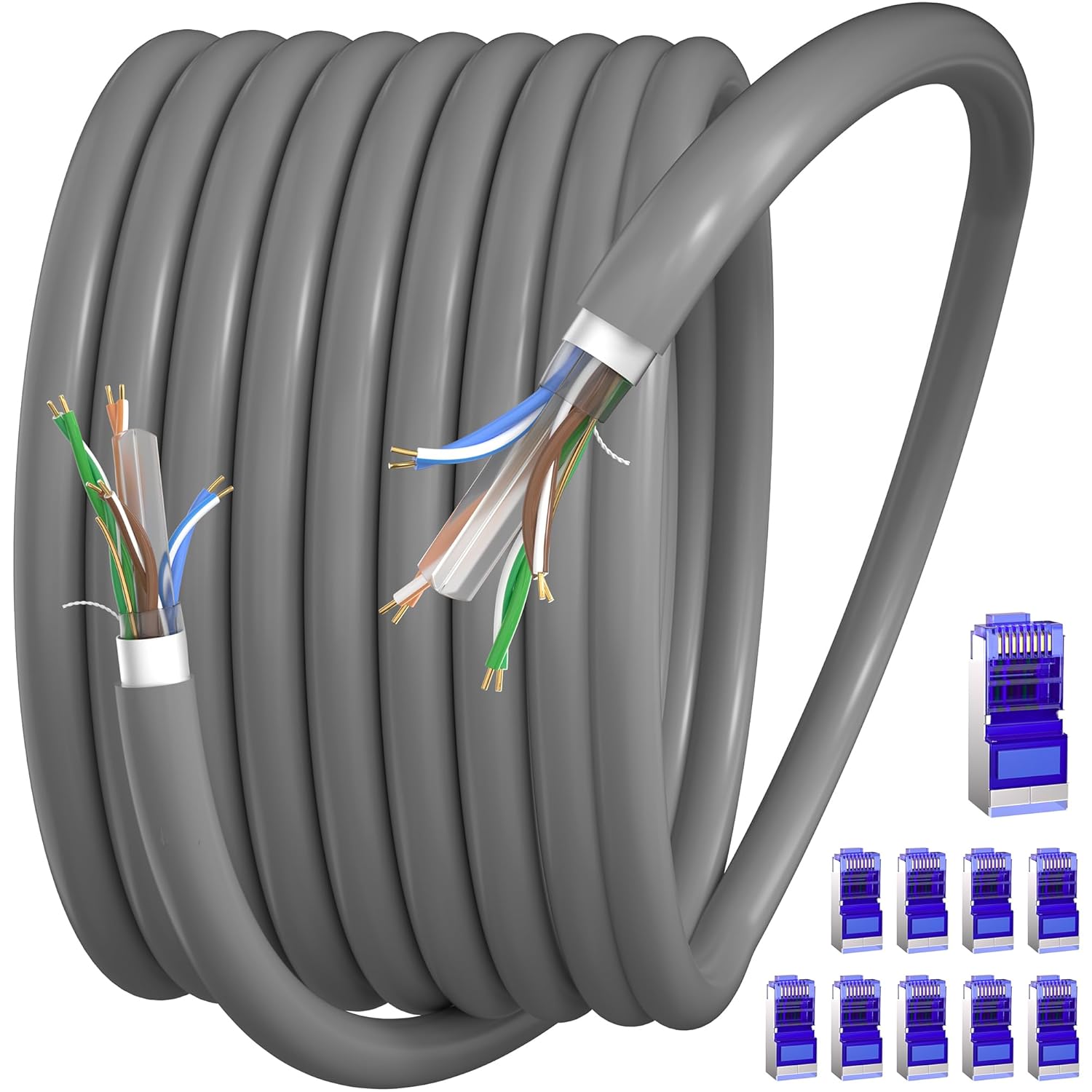 Cat 6 Shielded Ethernet Cable 200ft for Outdoor and Indoor Use