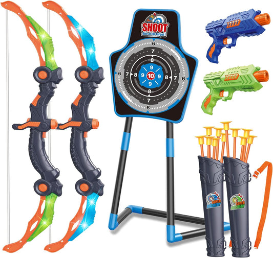 LED Bow & Arrow Sets + Foam Dart Guns for Kids 5+ | Archery Fun Set