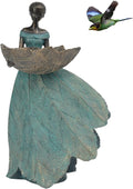 Fairy Garden Statue Bird Feeder - 12 in Leaf Fairy Birdbath
