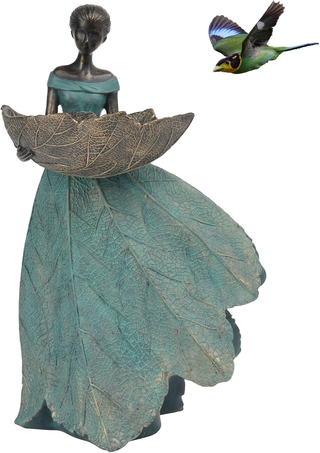 DiliComing Fairy Garden Statue Bird Feeder for Home Decor