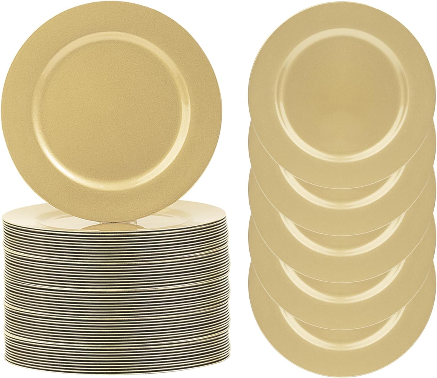 Premium 13 Gold Charger Plates - Set of 50 for Elegant Table Settings