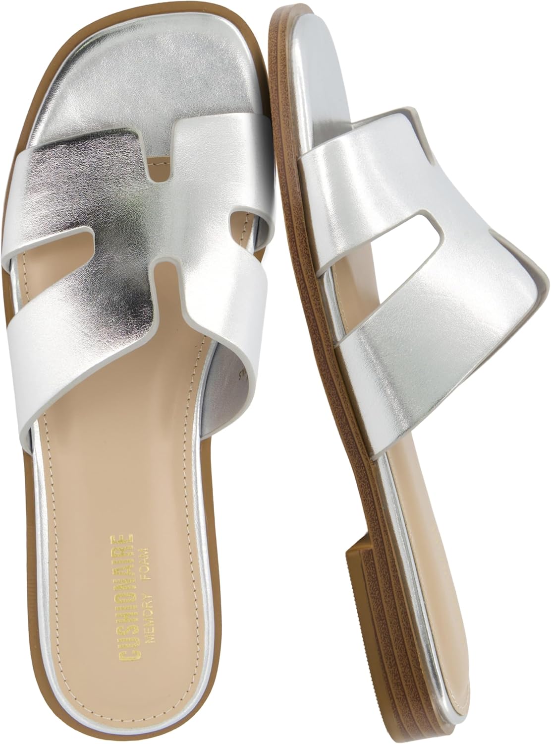 CUSHIONAIRE Voyage Cutout Strap Slides for Women - Trendy Sandals