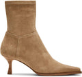 Womens Kitten Heel Ankle Boots Faux Suede - Chic Pointed Toe