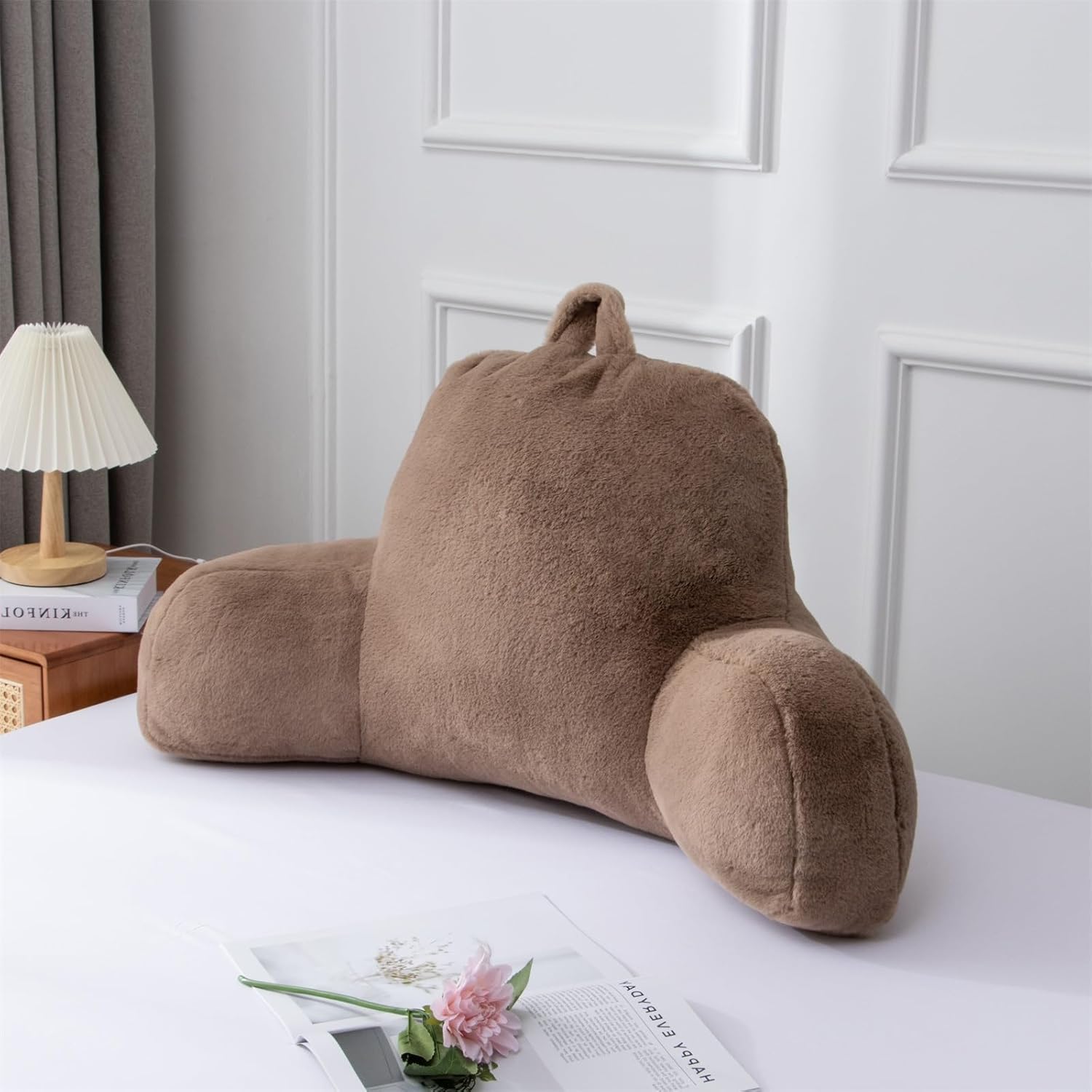 Faux Fur Soft Reading Pillow Bed Wedge for Ultimate Comfort