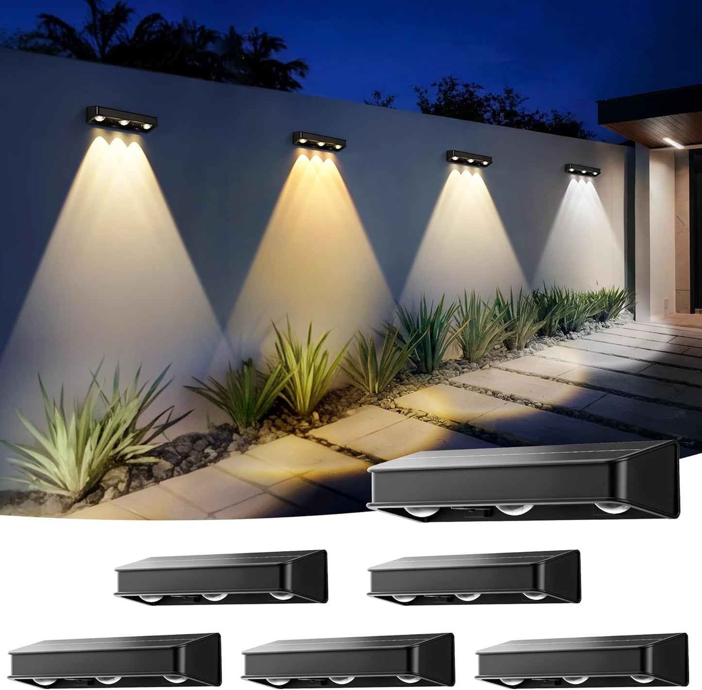 Solar Fence Lights with 6 Modes for Outdoor Ambiance and Safety