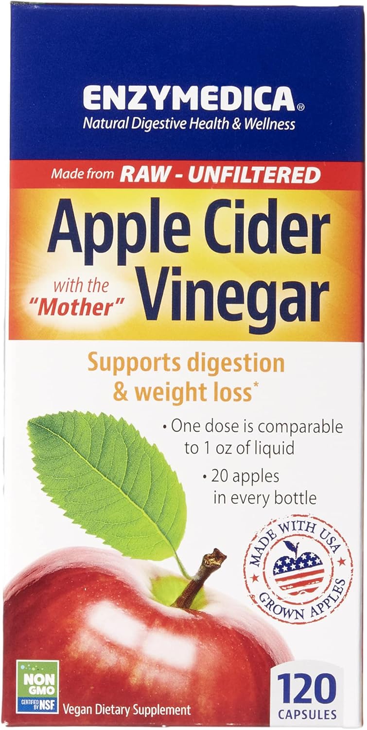 Enzymedica Apple Cider Vinegar 120ct: Weight & Digestive Support