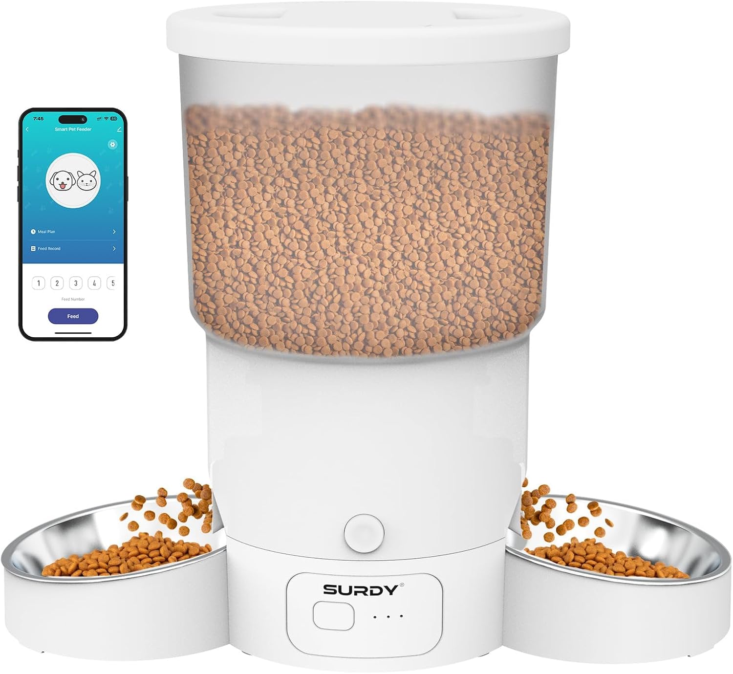 SURDY Automatic Cat Feeder with 5G WiFi for Smart Feeding