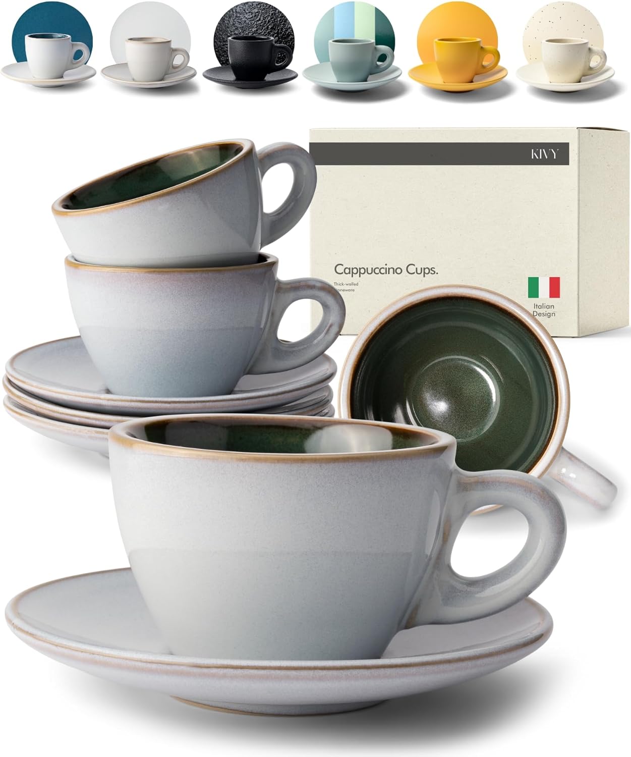 KIVY Cappuccino Cups Set of 4 - Perfect for Latte Art Lovers