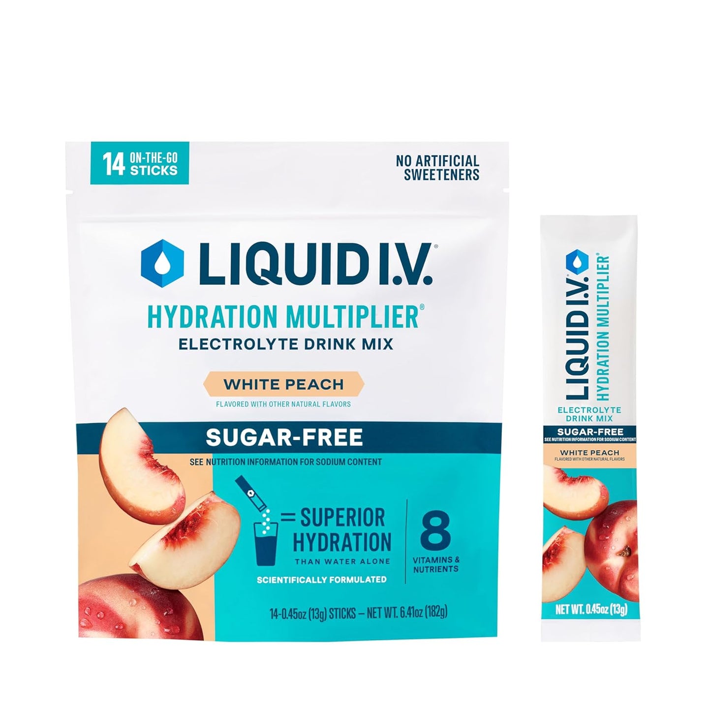 Hydrate Faster with Liquid I.V. White Peach - Electrolyte Powder | 14 Servings