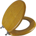 Angel Shield Natural Wood Round Toilet Seat - Durable, Easy Clean