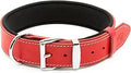 Vegetable-Tanned Leather Dog Collar for Large Dogs - Heavy Duty Red