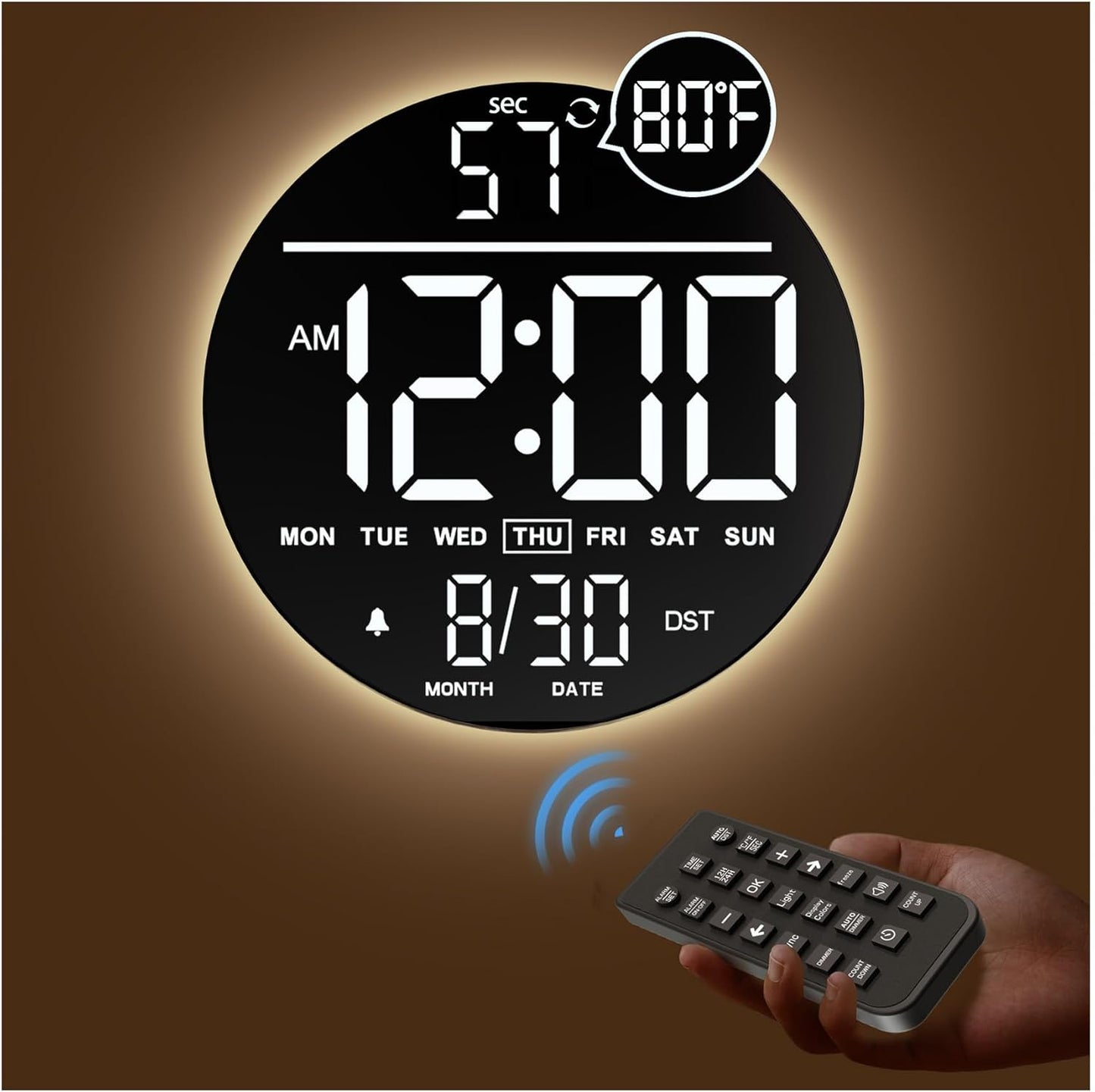JALL 10in Large Digital Wall Clock with RGB Color Display