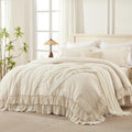 Beige Full Comforter Set Ruffle Comforter, Full Size - Soft All-Season