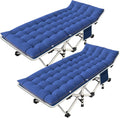 2 Pack Camping Cot with Mattress - Foldable Heavy Duty Cots