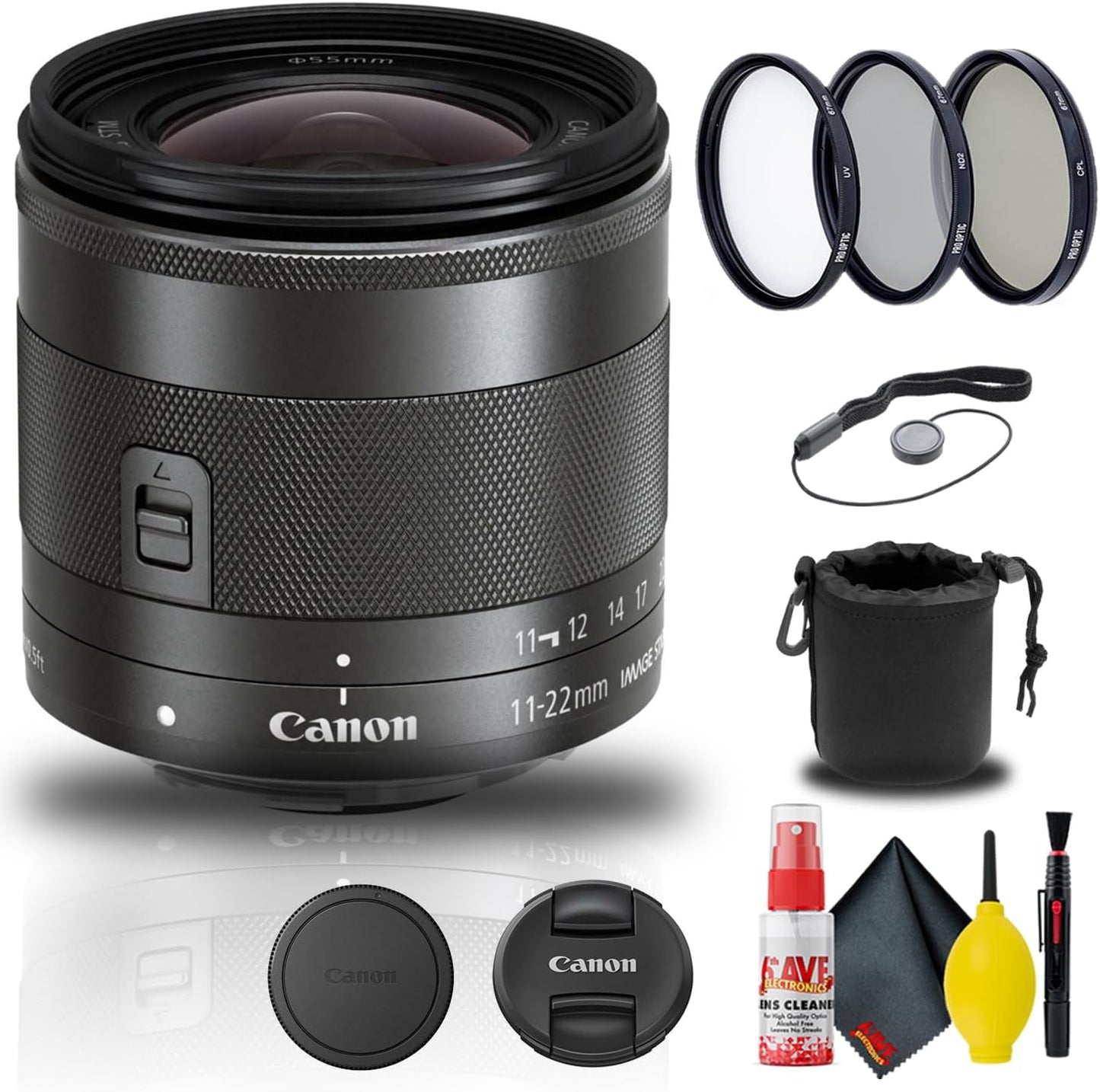 Canon EF-M 11-22mm f/4-5.6 STM Lens Bundle with Accessories