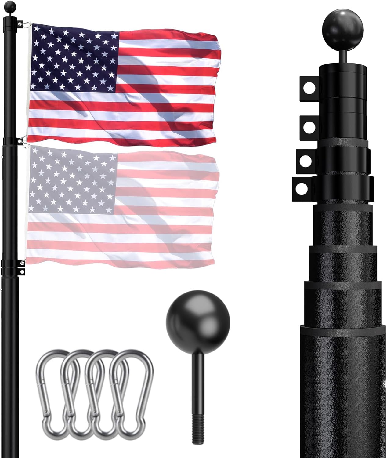 Heavy Duty Telescoping Flag Pole for Outdoor Use, 25FT Tall