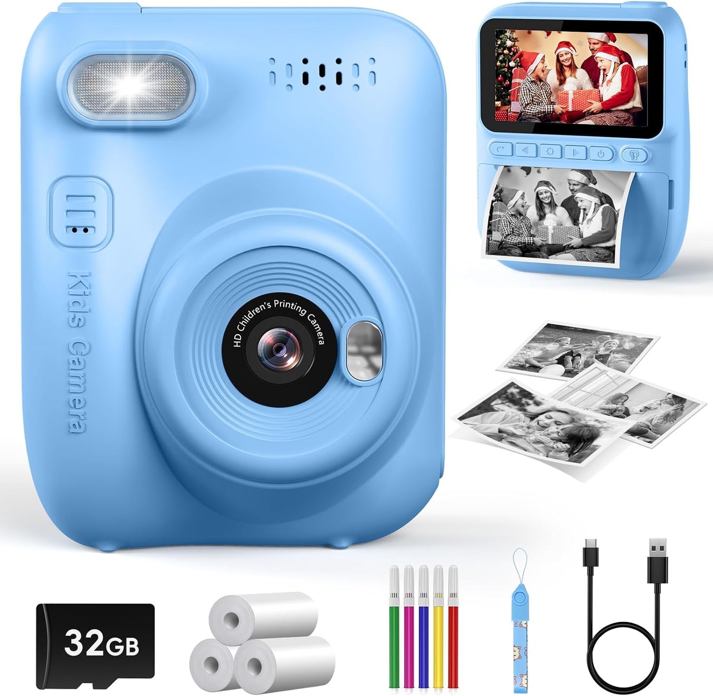 Kids Instant Print Camera with 3.0-Inch HD Screen for Fun