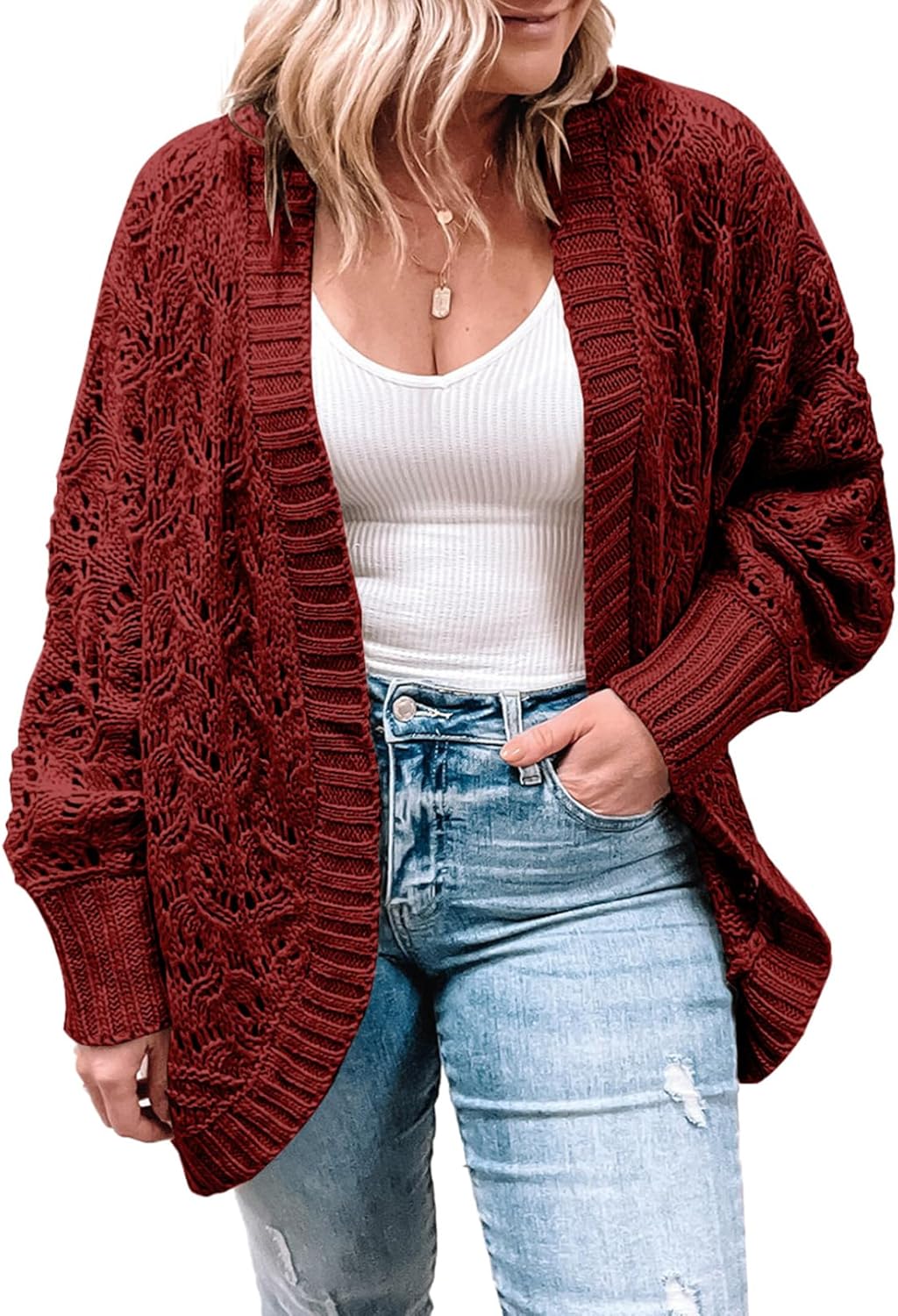 Eytino Womens Plus Size Crochet Cardigan Sweater for All Occasions
