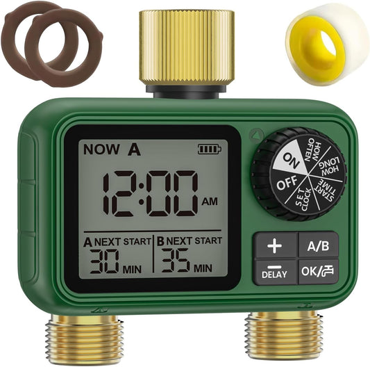 2 Outlet Sprinkler Timer for Efficient Lawn and Garden Irrigation