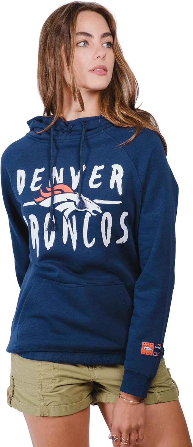 Ultra Game Women's NFL Super Soft Tie Neck Hoodie Sweatshirt