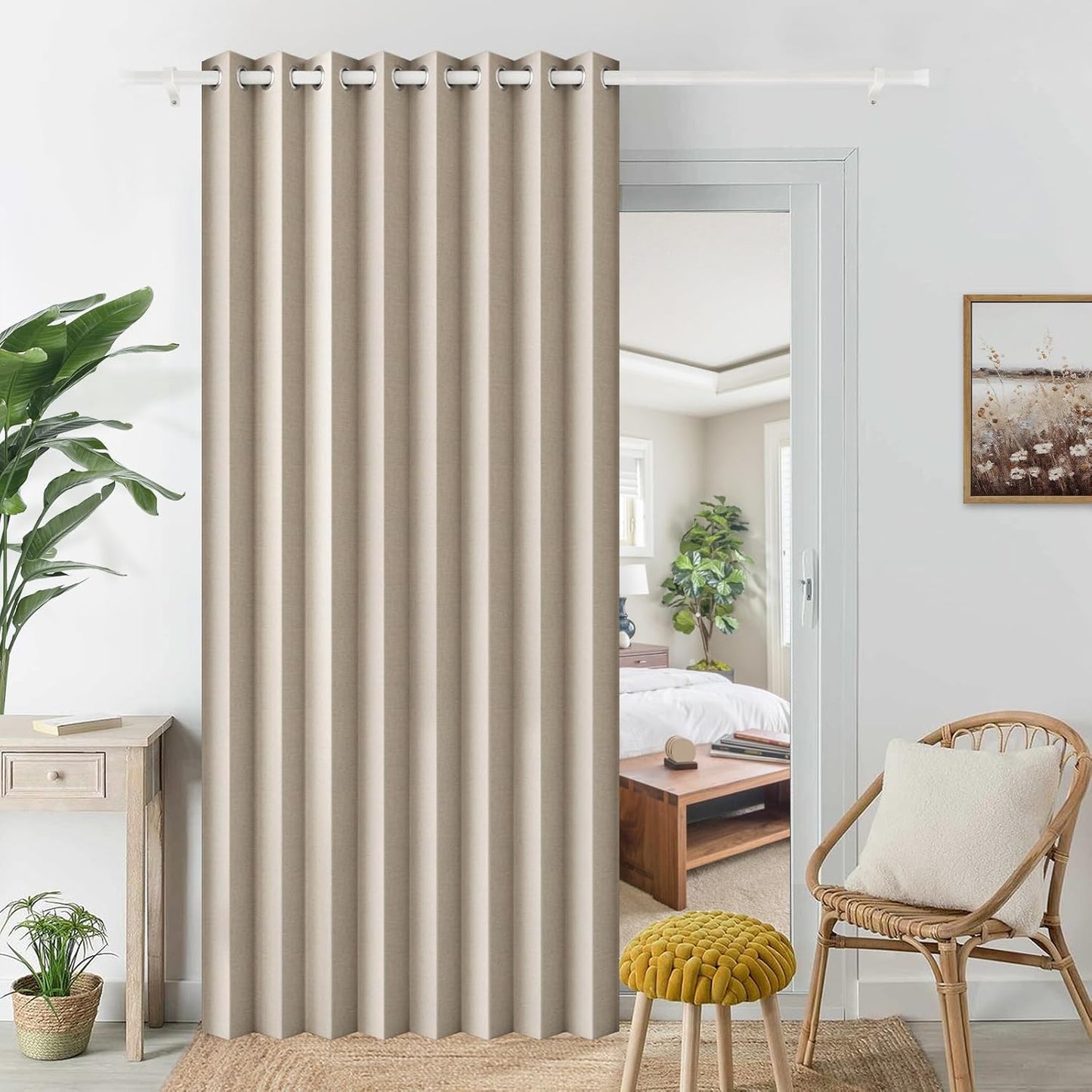 Approximate Pinch Pleated Blackout Magnetic Curtain for Doors