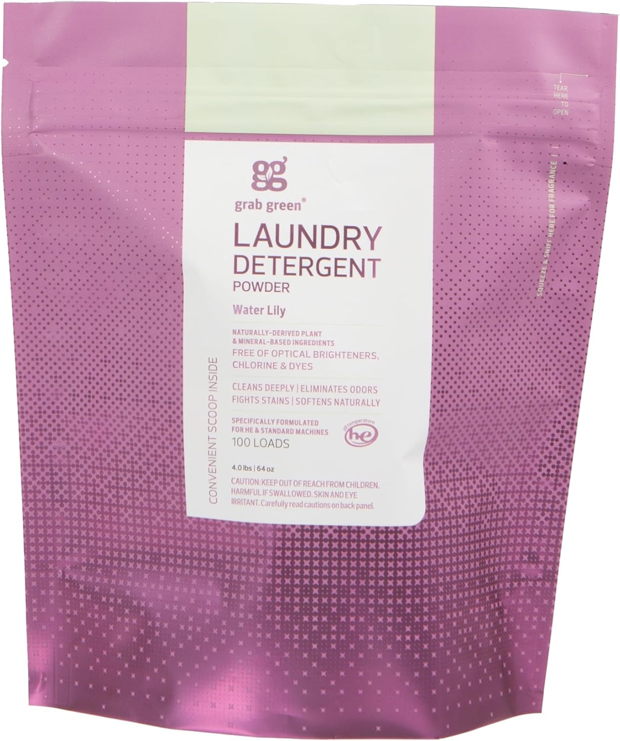 Green 3-in-1 Laundry Powder, Water Lily Scent - 100 Loads