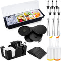 Mifoci Garnish Tray with Lid Bar Caddy and 3 Tier Glass Rimmer