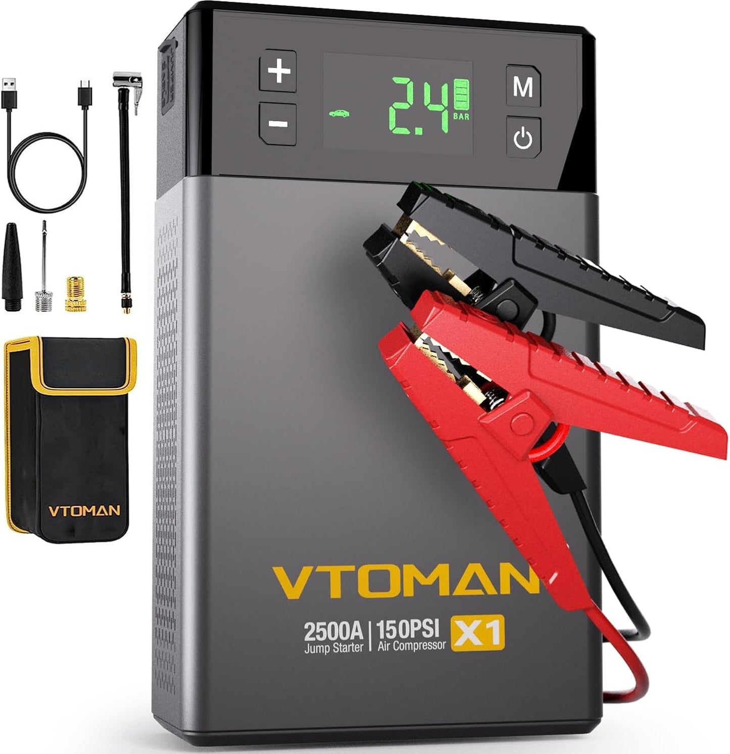 VTOMAN X1 Jump Starter: 2500A Power + 150PSI Tire Inflator