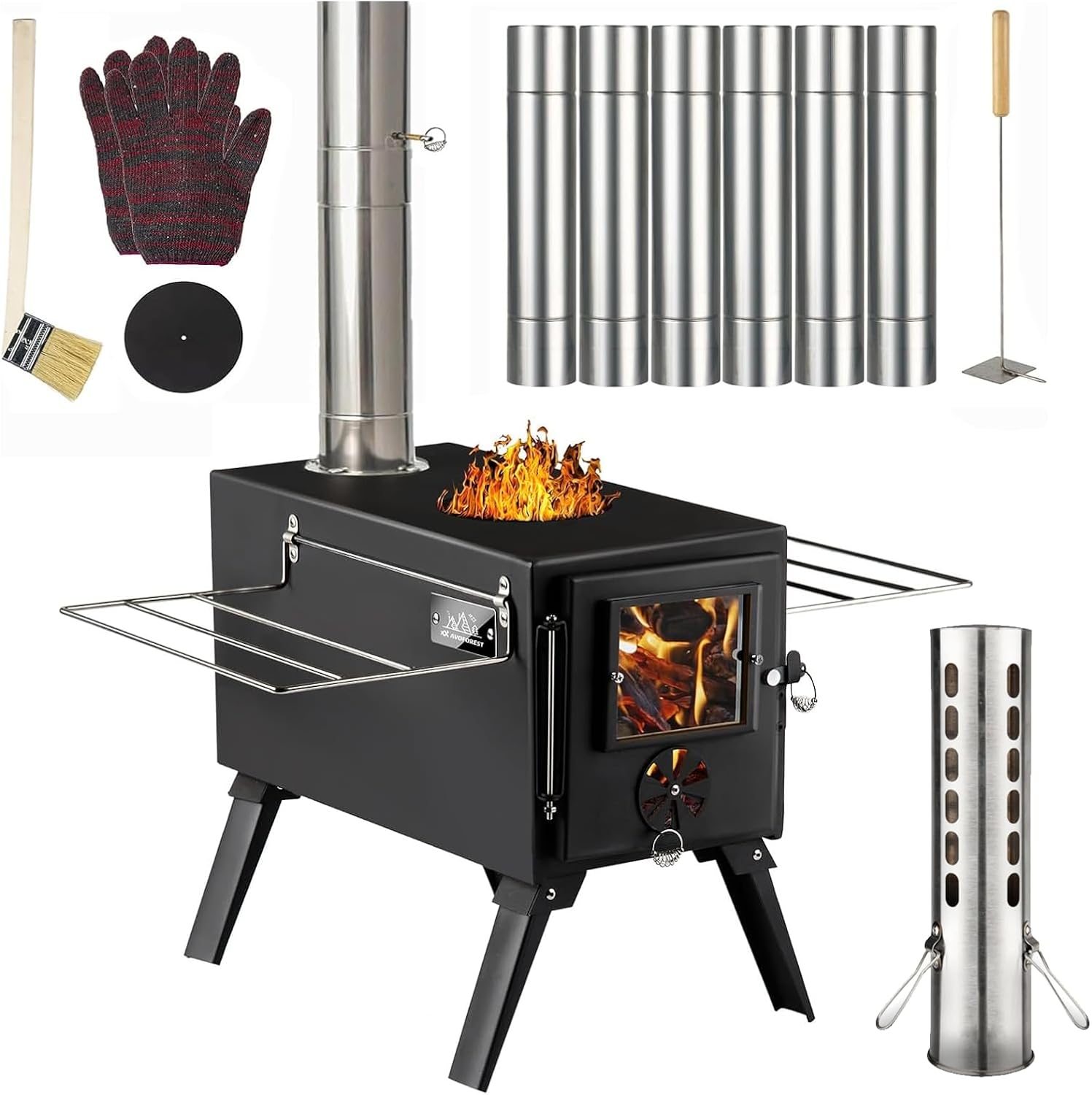 Portable Wood Stove for Outdoor Cooking & Heating