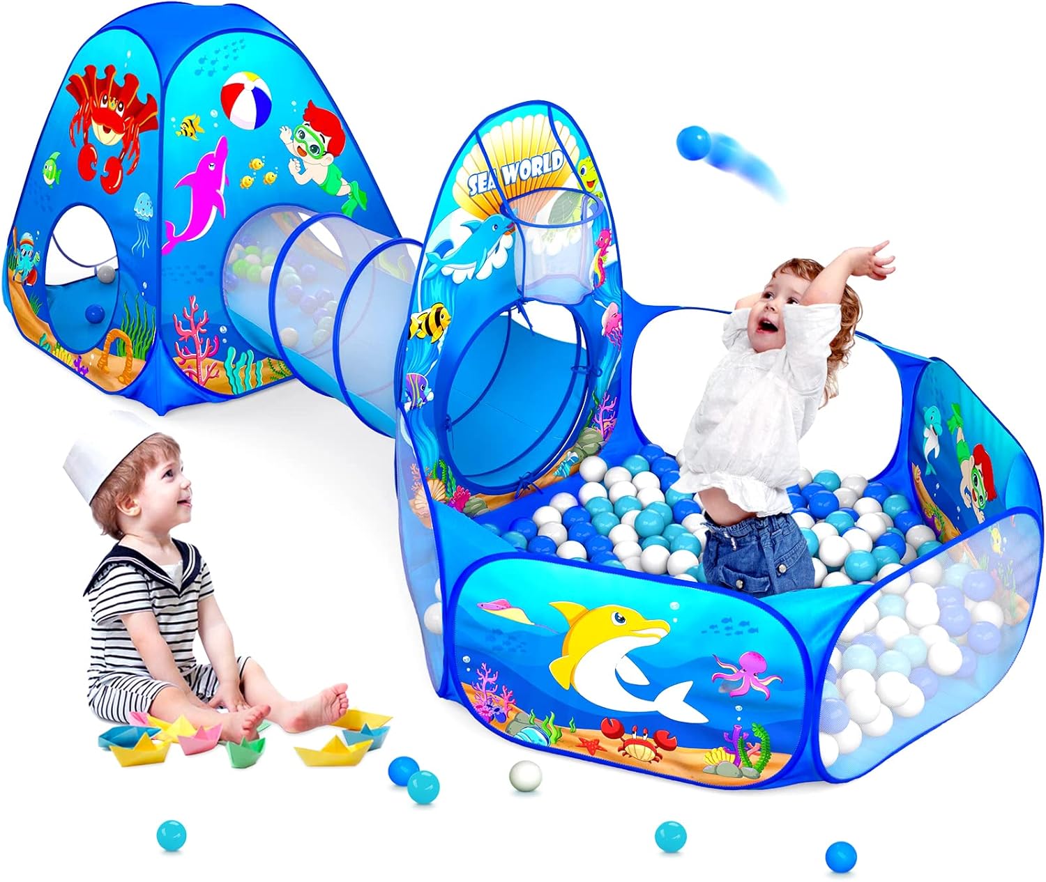 3PC Kids Ball Pits for Toddlers with Play Tent and Tunnel