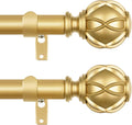Curtain Rods 2 Pack 66 to 120 in - Adjustable Antique Gold