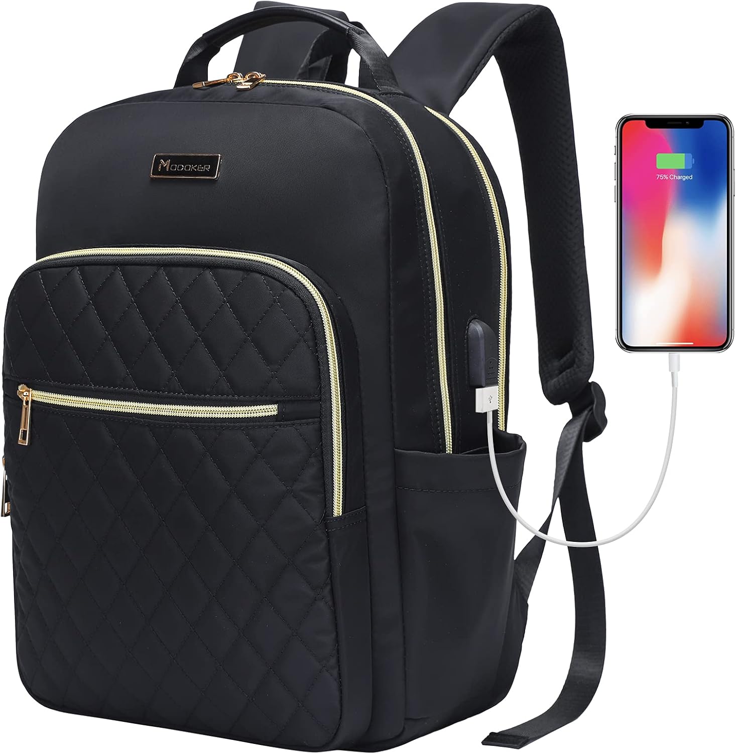 Modoker 15.6 Inch Laptop Backpack with USB Charging Port