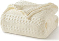 100% Cotton Waffle Weave Blanket Twin Size - Soft, Breathable Comfort