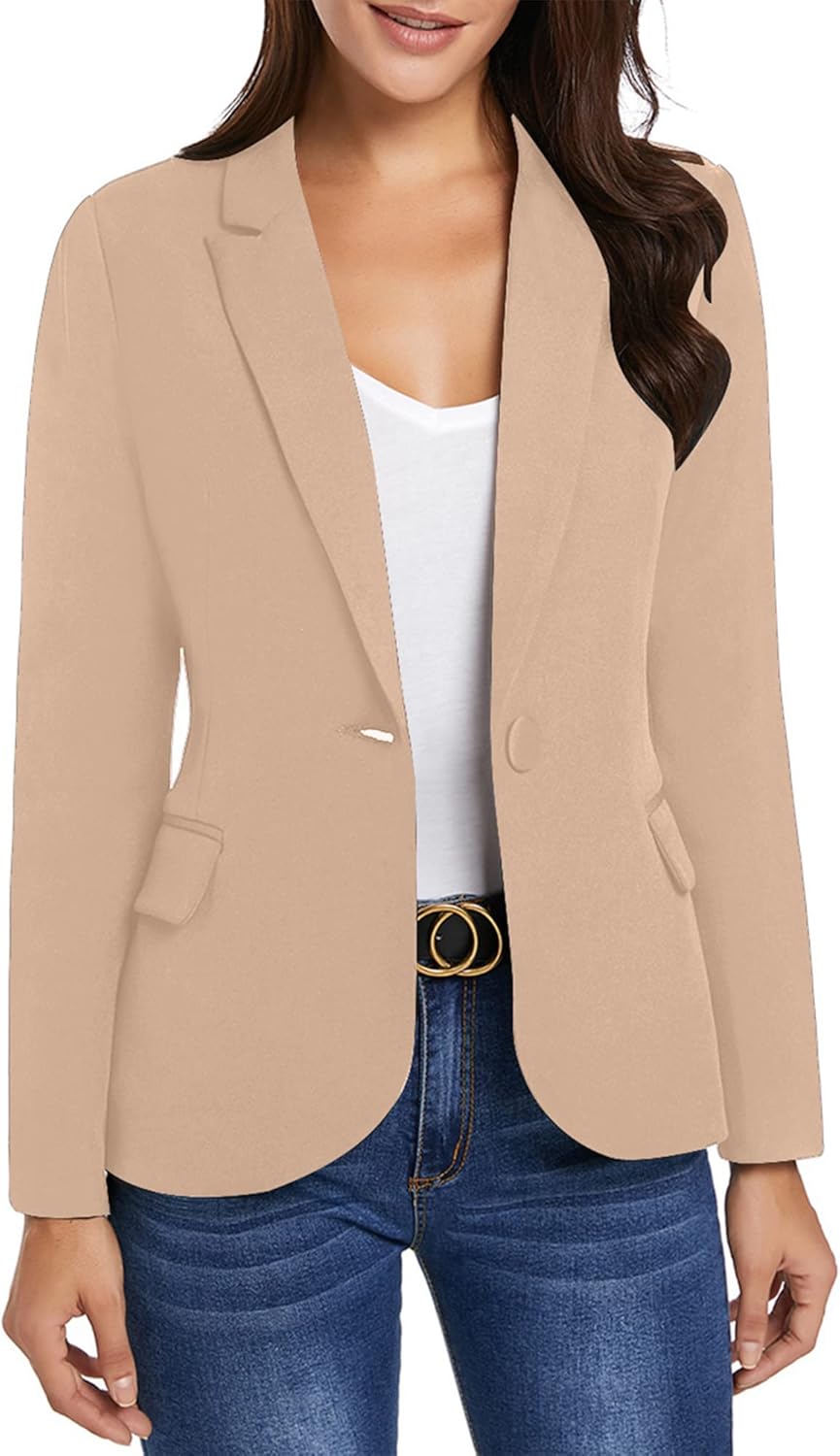 Luvamia Women's Long Sleeve Formal Notch Lapel Blazer Jacket