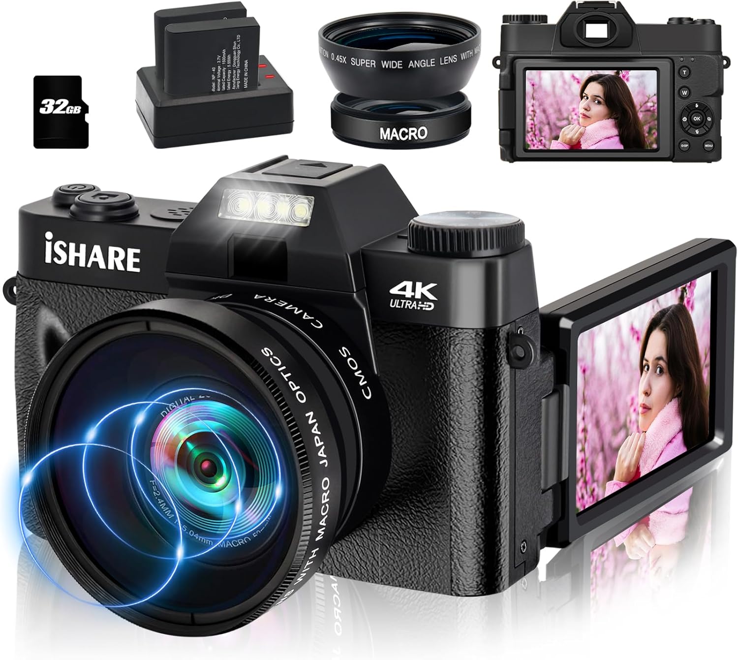 4K Vlogging Camera with WiFi & Accessories - ISHARE