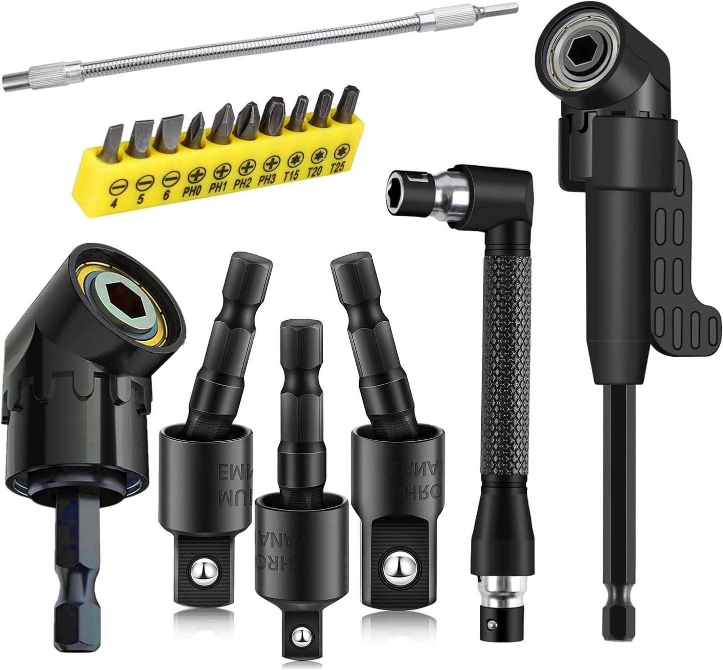 17Pcs Tools Flexible Drill Bit Extension Set for Tight Spaces