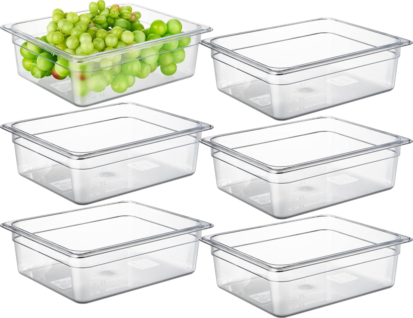 CURTA 6 Pack NSF Food Pans for Commercial Kitchens and Cafes