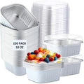 10 oz Mini Square Cake Pans with Lids - 150 Disposable Cups