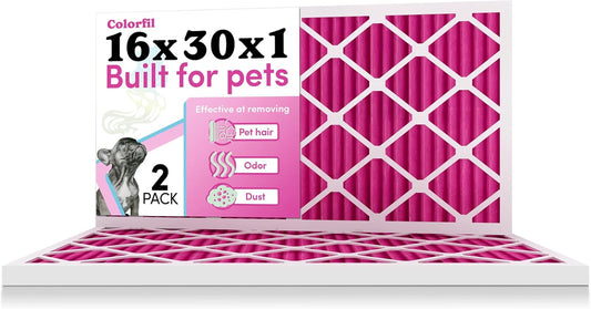 16x30x1 Air Filter by Colorfil for Pet Hair and Odor Control