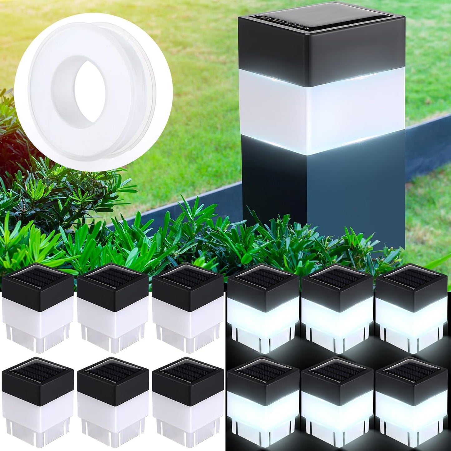 12 Pack Solar Fence Post Cap Lights for Garden and Outdoor Use