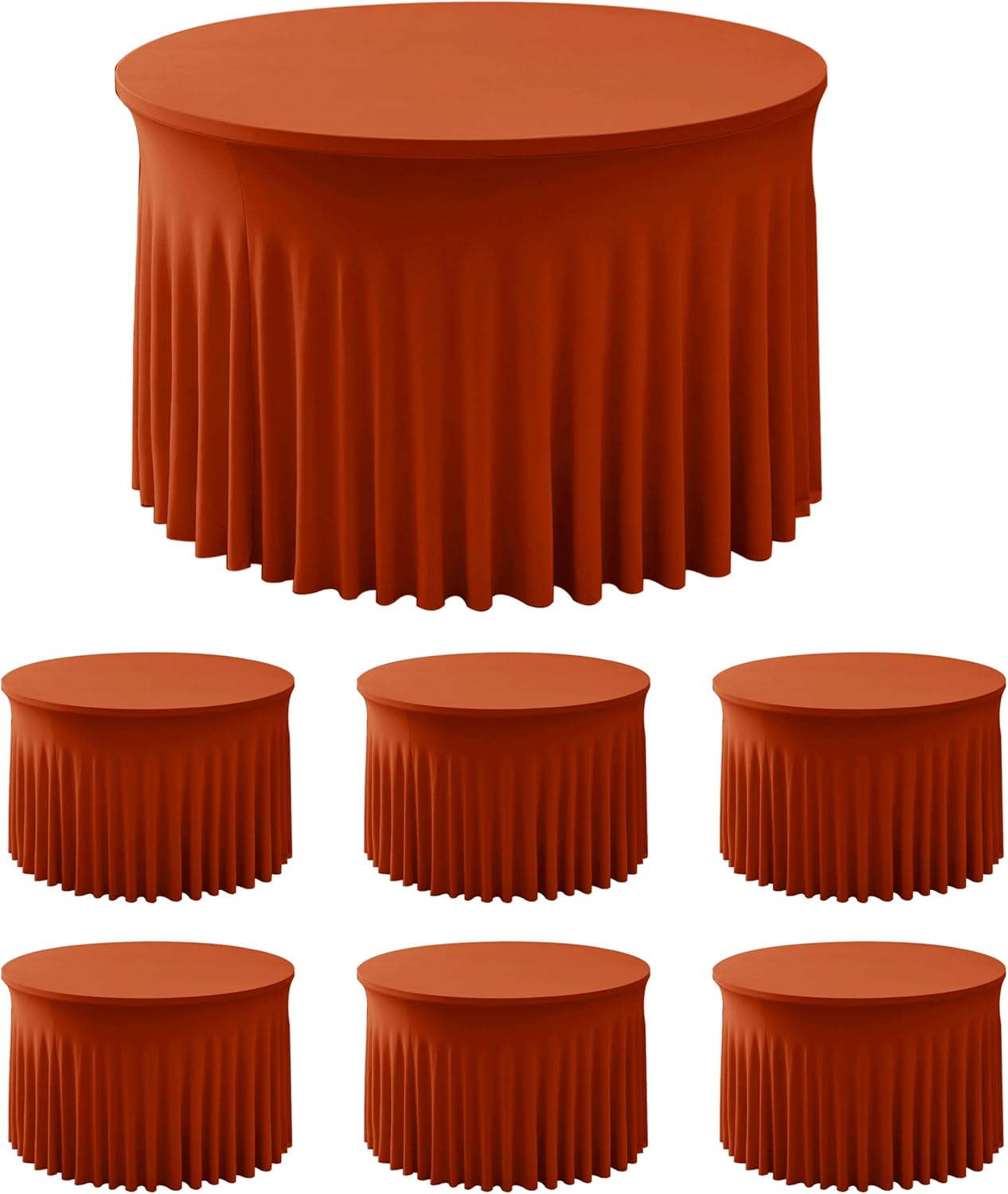Spandex Table Skirts for 60 Inch Round Tables - 6 Pack Set