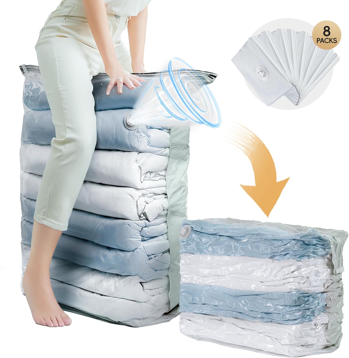 Jumbo Cube Vacuum Storage Bags for Clothes and Bedding Organization