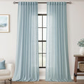 Sky Blue Curtains 96 in Length Linen Cotton Panels - Light Filtering