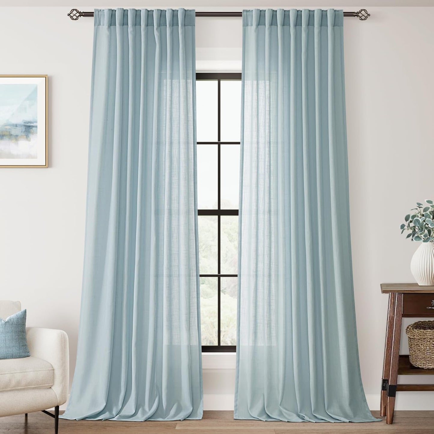 Sky Blue Curtains 96 inch Length for Bedroom and Living Room