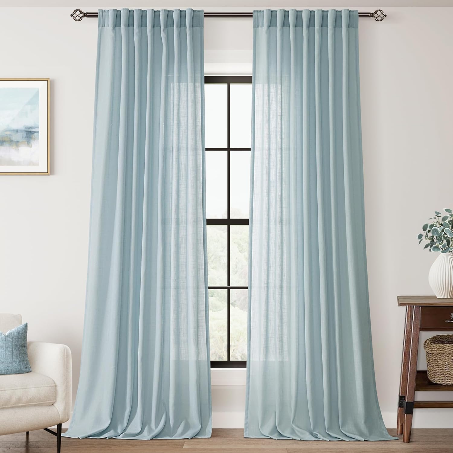 Sky Blue Curtains 96 inch Length for Bedroom and Living Room