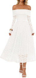 Women's Off Shoulder Floral Midi Dress 2025 - Flowing A-line Fit
