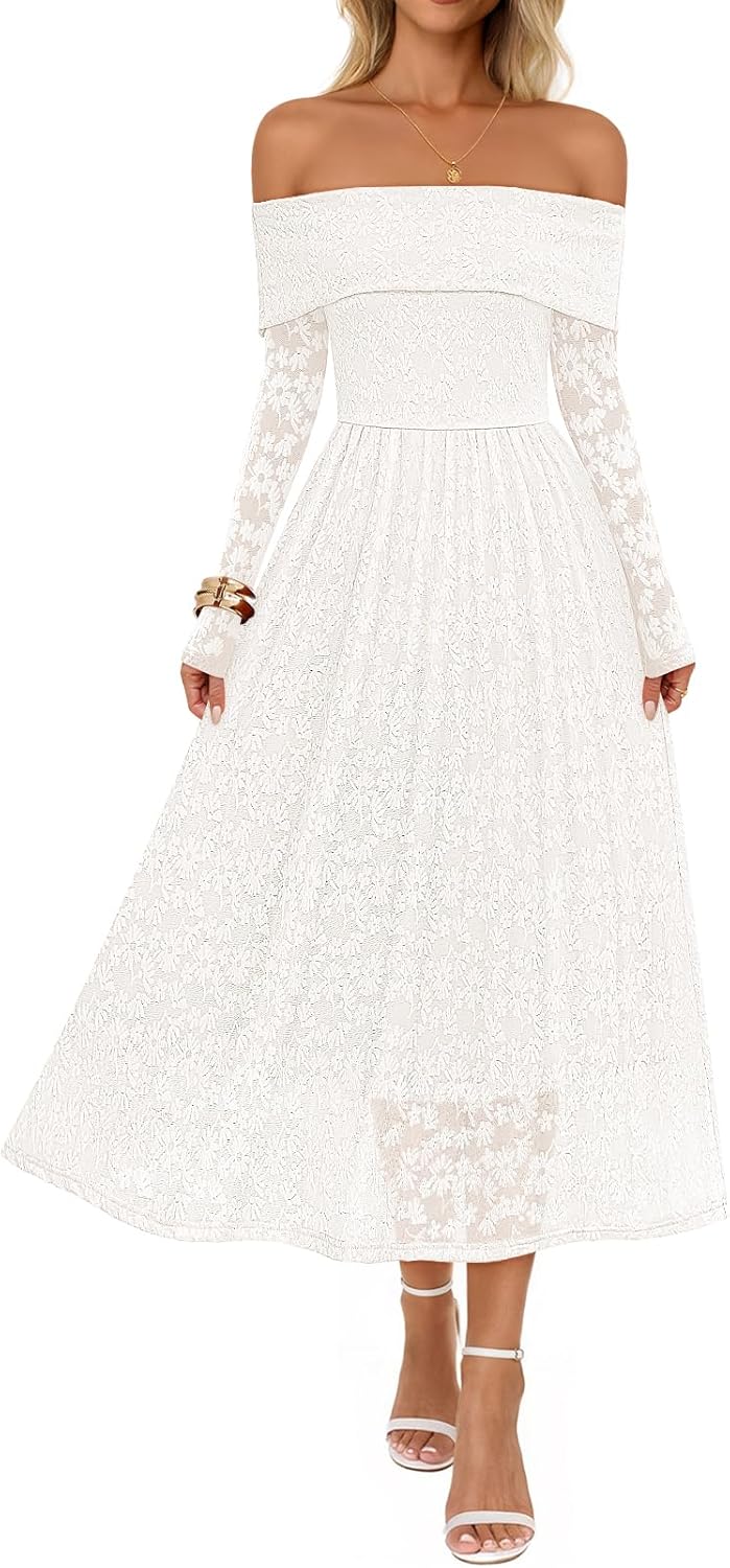 MEROKEETY Women's Floral Midi Dress for Fall Weddings and Parties