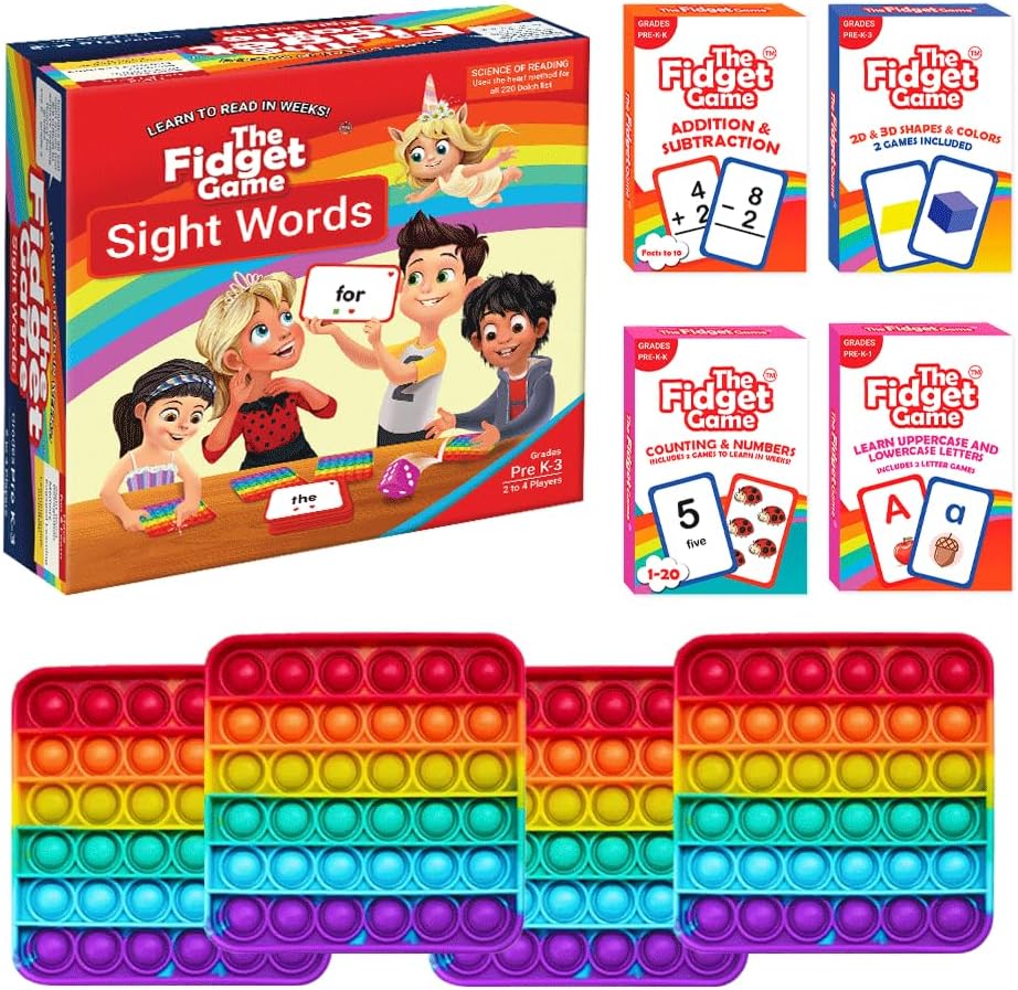 Fidget Game Kindergarten Learning Bundle - Fun Flashcards & Toys