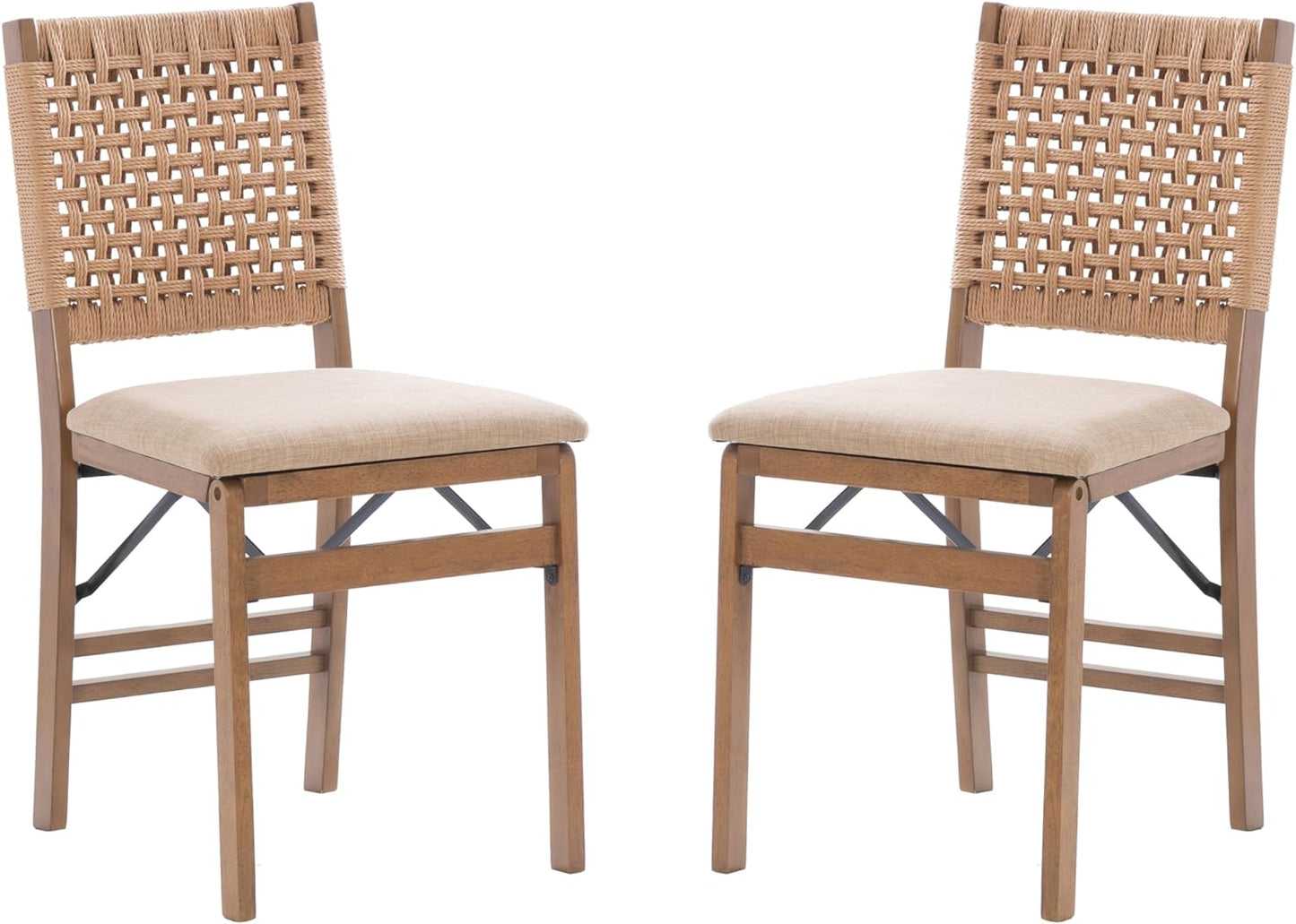 Set of 2 Linon Natural Folding Chairs - Stylish Comfort!